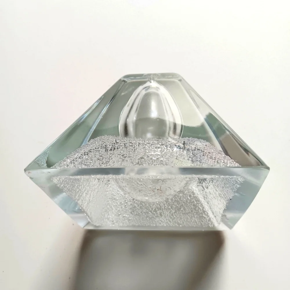 Hand blown Polish bubbled Crystal Oil Lamp. Crystal Art Associates.